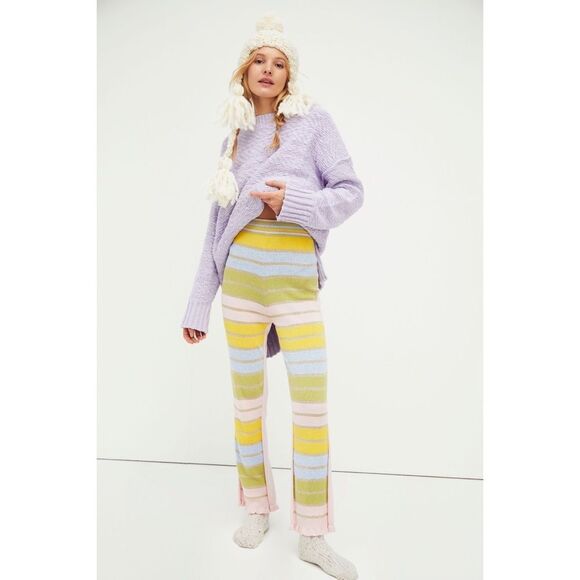 Free People x LoveShackFancy Kaiden Stripe Knit Pants MSRP $325 Medium - Picture 1 of 4
